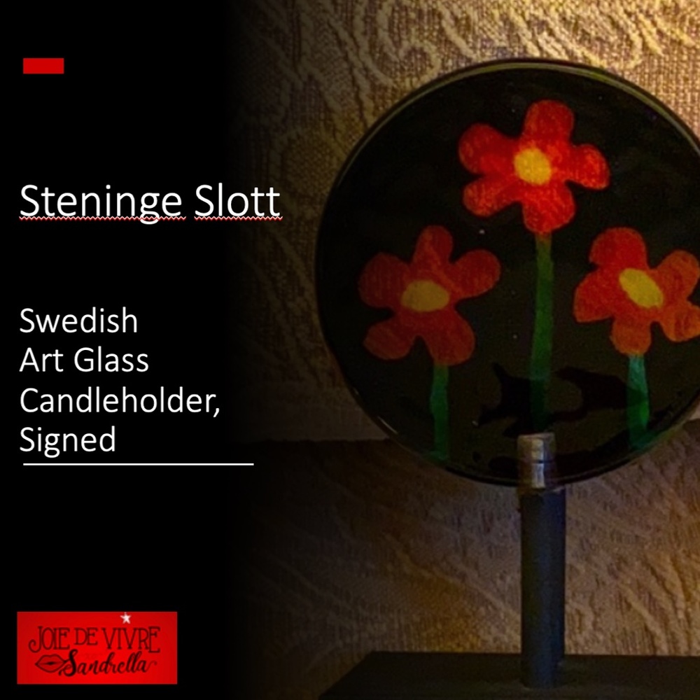 Steninge Slott Signed Art Glass Candleholder